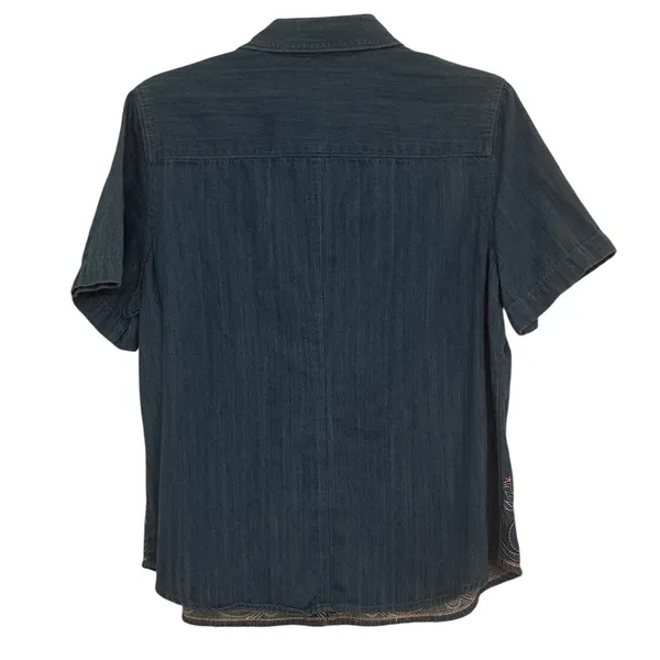 Vintage Embroidered Denim Napa Valley Blues Womens L 100%‎ Cotton Boho Shirt - Image 3