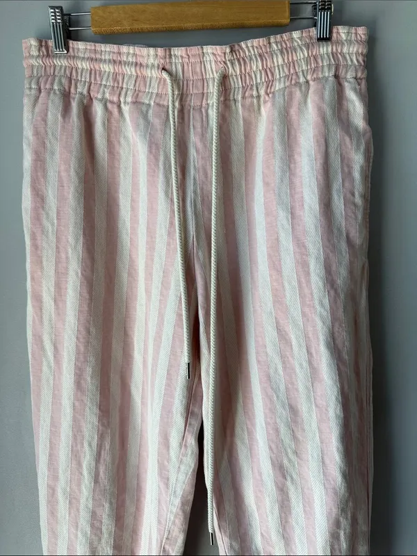 bassike Striped Cotton Linen Pants - Image 3