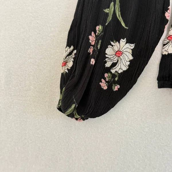 Hollister Floral Top Sz‎ Med Off the Shoulder Bell Sleeves Boho Peasant Style - Image 11