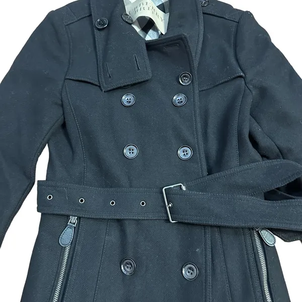 Burberry Brit Double Breasted Belted Virgin Wool Trench Coat - Image 3