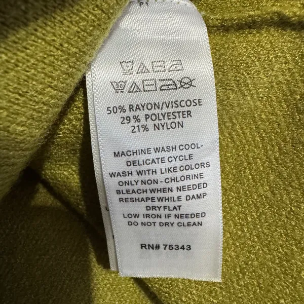 Cottagecore Mock Neck Puff Sleeve Sweater‎ Crystal Button Cuffs Olive Green Sz M - Image 12