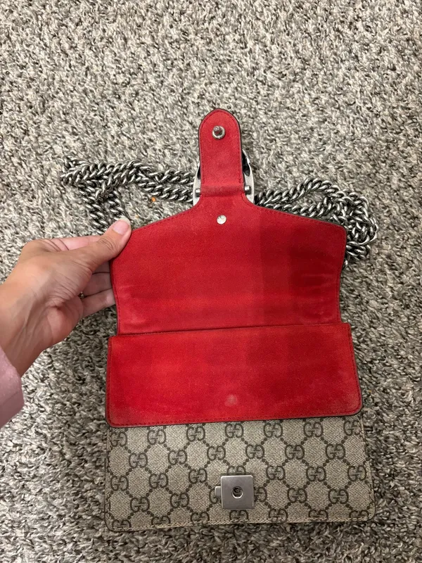 Gucci GG Supreme Dionysus Mini Bag with red accent - Image 3