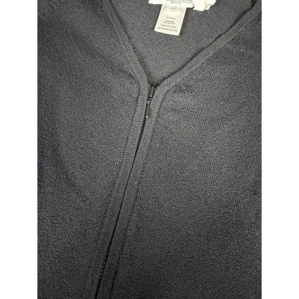 Vintage Pendleton Black Cardigan Sweater Full Zip Green Argyle Silk Blend MP - Image 8