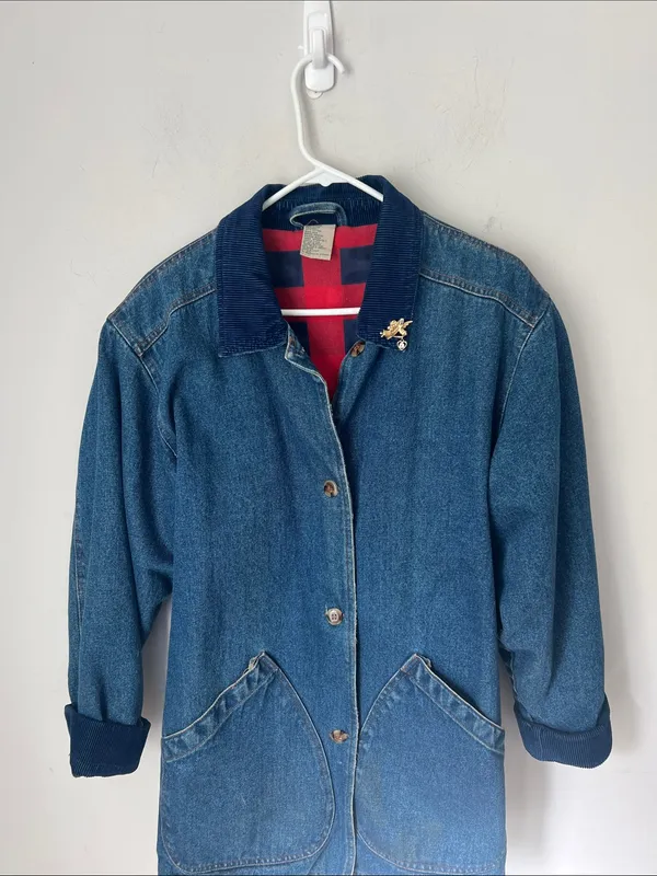 Out Brook vintage Denim Flannel Lined Denim Women’s Jacket, sz Medium©️ - Image 2