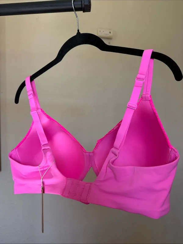 SKIMS Neon Pink Lace Underwire Bra size 38D - Image 5