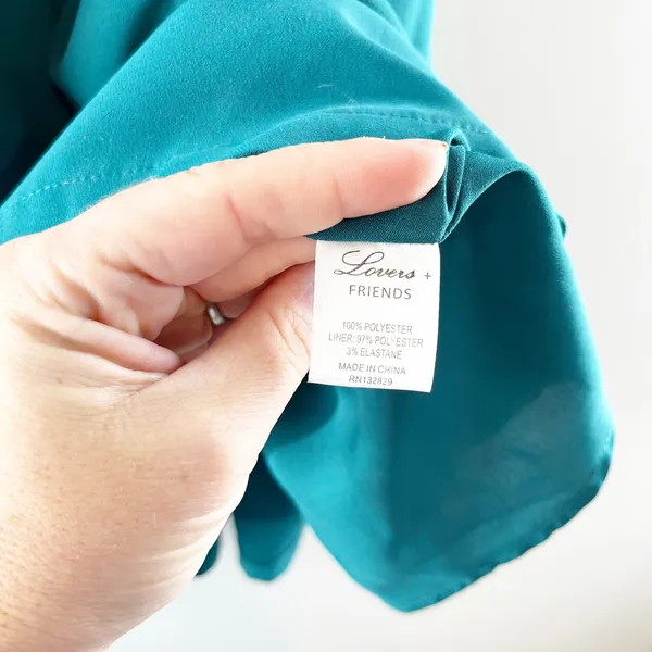 Lovers + Friends Lily Halter Sleeveless Mini Swing Dress Teal Green Medium - Image 6