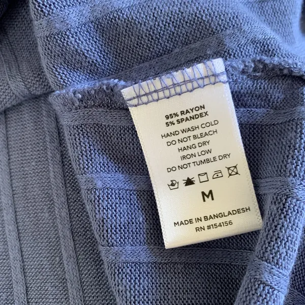 Mote Blue Top Medium Long Sleeve Minimalist Casual Layering Fall Winter - Image 6