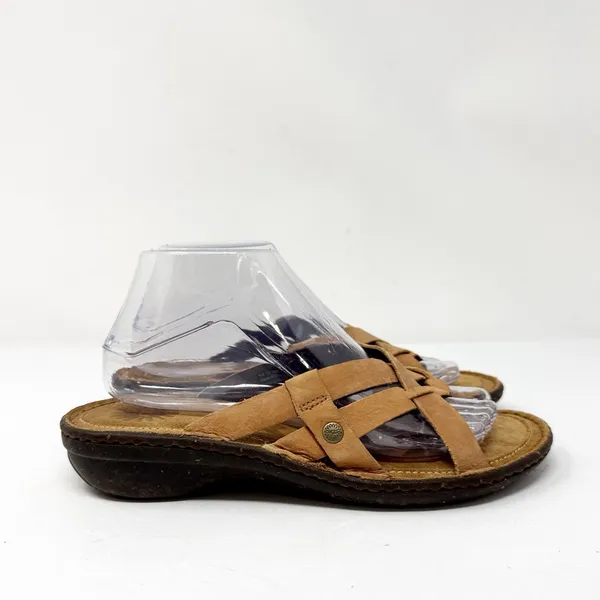 Ugg Lani Criss Cross Strap Leather Wedge Sandals Brown Size 8 - Image 2