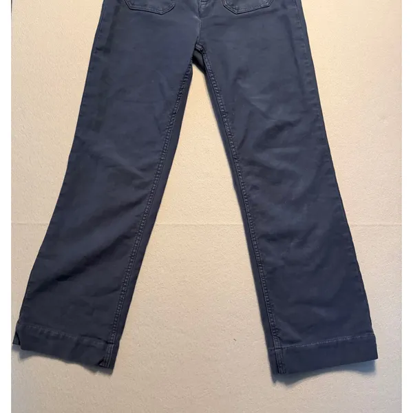 Quince Stretch Knit Wide Leg Pants Deep Navy Blue High Rise Women Size 8 - Image 11