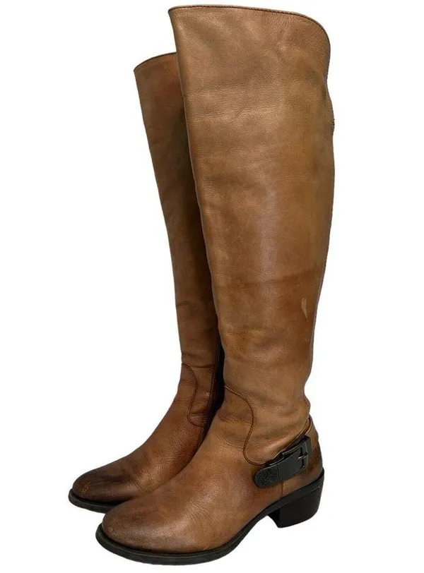 Vince Camuto Boots Womens 6 Bedina 2 Leather Tall Western Boho Buckle Brown - Image 4
