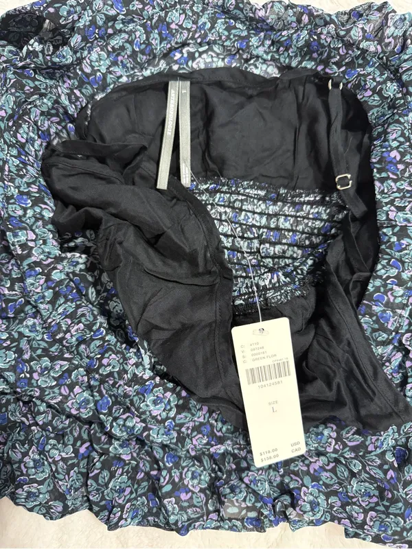 Anthropologie Smocked Chiffon Tank Top NWT Large Floral Peplum Blouse - Image 6