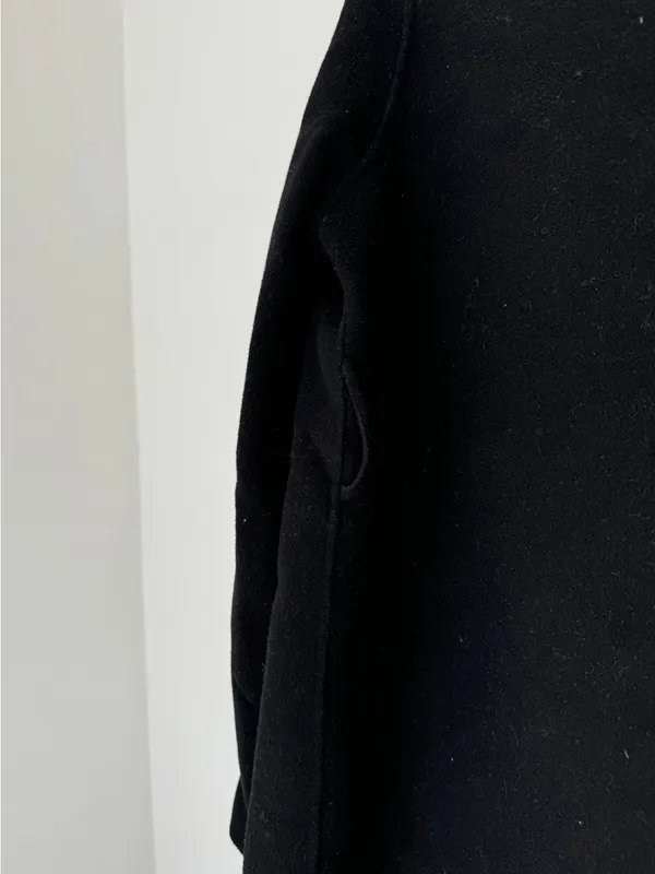 Zara Black Wool Collared Coat - Image 5