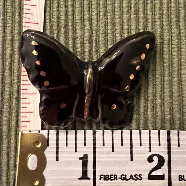 Vintage black & gold ceramic butterfly brooch/pin Great on a scarf hat lapel EVC - Image 5