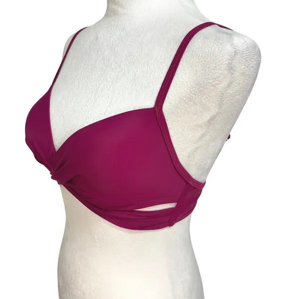 Cupshe Bikini Top‎ Magenta Pink Twisted Front Padded Swimwear Beach Small 11A - Image 2