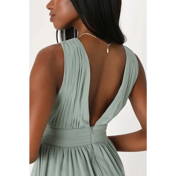 Lulus Heavenly Hues Sage Brush Maxi Dress Wedding Wedding Formal Flowy Medium - Image 7