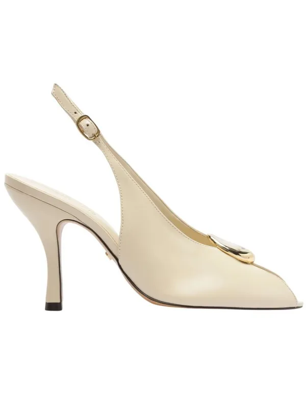 NWT Arezzo Womens Olivia High Stiletto Leather Pumps Panacota Off White 6.5B - Image 2