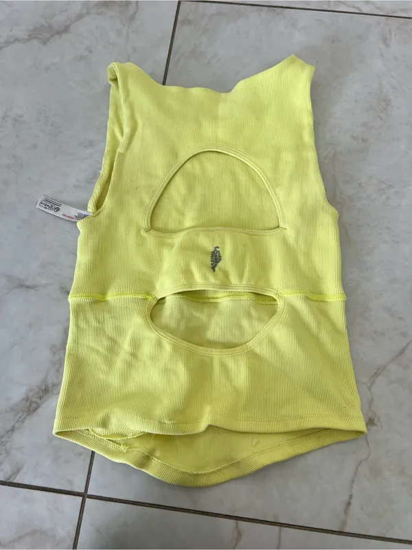 Free People Neon Yellow Tank Top Size XS/S - Image 3