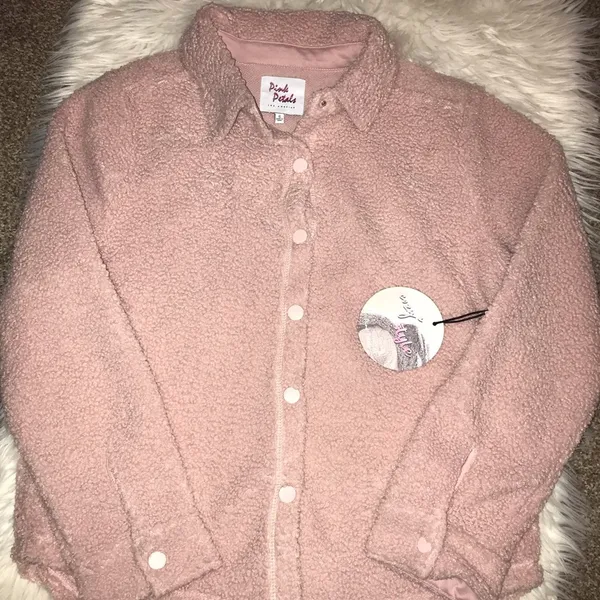 NWT Pink Petals Los Angeles light Pink sherpa coat jacket - Image 6