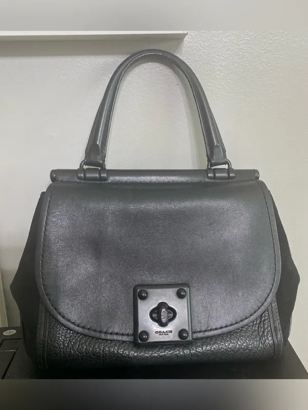Coach Drifter 38388 Black Mixed-Leather Top Handle Satchel with Strap - Image 5
