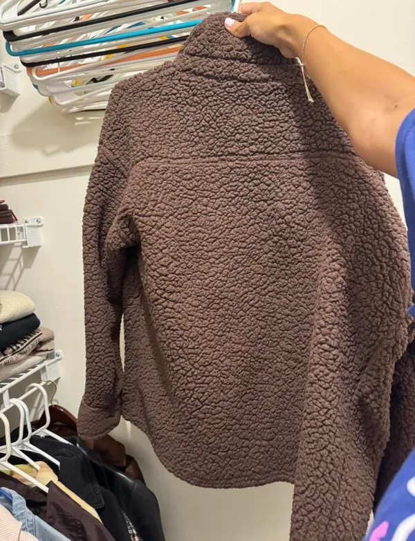 Brown Teddy Jacket Black - Image 3