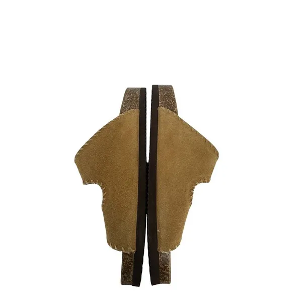 Greystone Ewan Slide Sandals Women 9.5 Brown Suede Whipstitch Buckle Boho Casual - Image 8