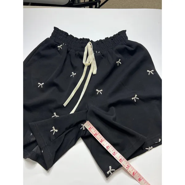 Davi & Dani Bow Print Size Small Black Hoodie and Shorts Matching Lounge Set - Image 14