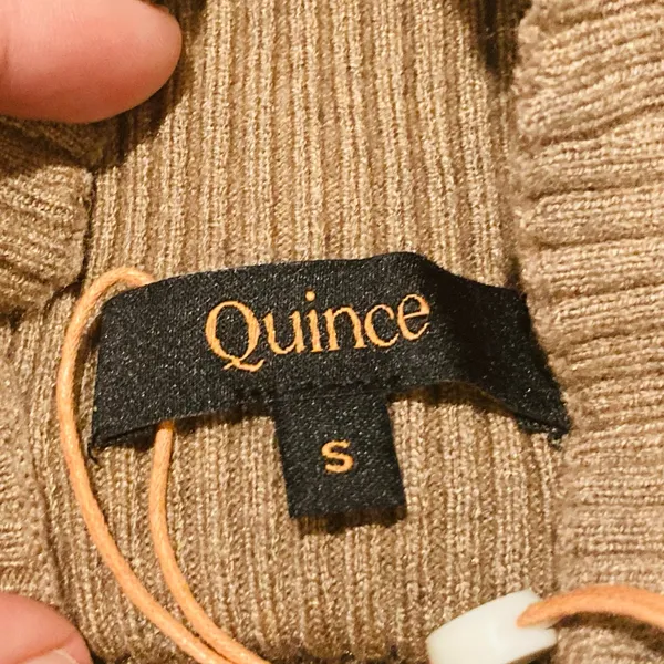 NWT Quince EcoKnit Ribbed Mick Neck Midi sweater dress in warm taupe colorway S - Image 6