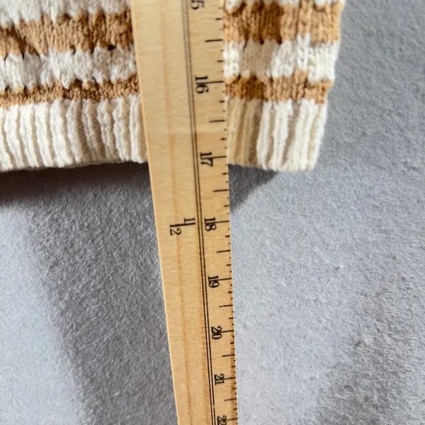 501 | Madewell Sriped Crochet Knit Tank Top‎ XXS Cream Tan Cotton Sweater Cami - Image 4