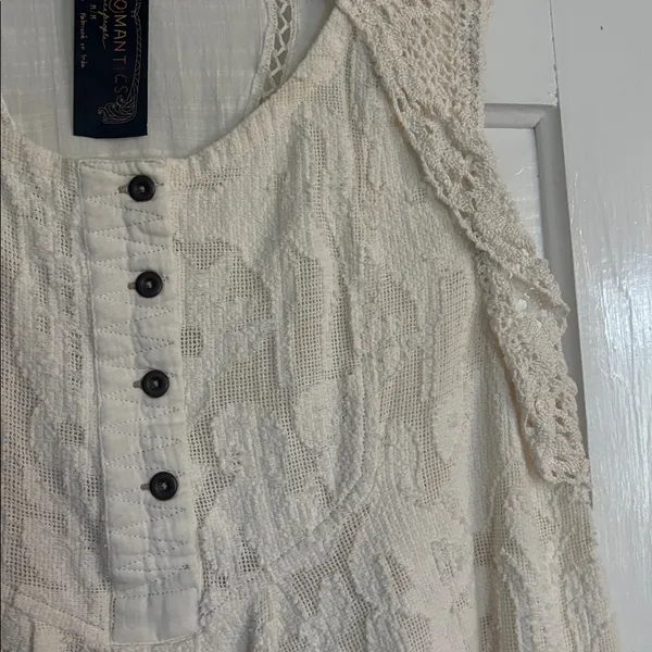 New Romantics Free People Elegant Cream Lace Sleeveless Top - Image 4