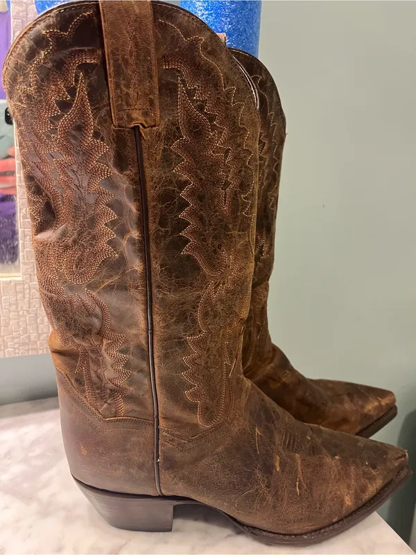 Dan Post Red-Brown Leather Cowboy Boot Interior - Image 2