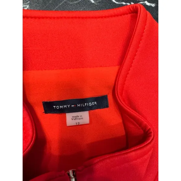 Tommy Hilfiger Dress Womens 12 Coral Red Sleeveless Gold Zip Mini Beltless EUC - Image 7