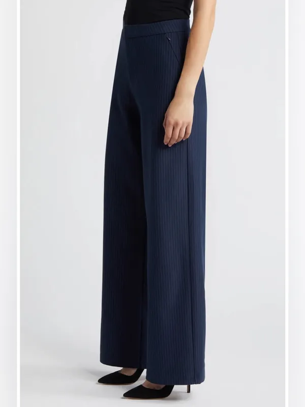NEW Good American Stripe Ponte Knit Wide-Leg Trousers – Size 32 Plus Size - Image 16