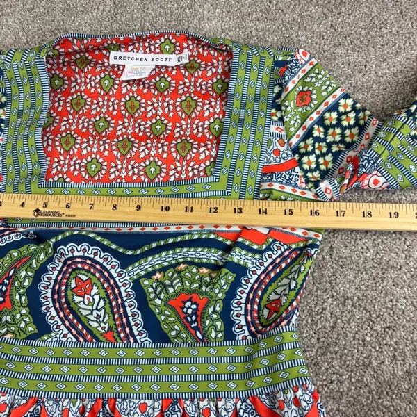 Gretchen Scott Paisley Park Dress XS‎ Square Neck Boho Midi Resort Preppy Artsy - Image 8