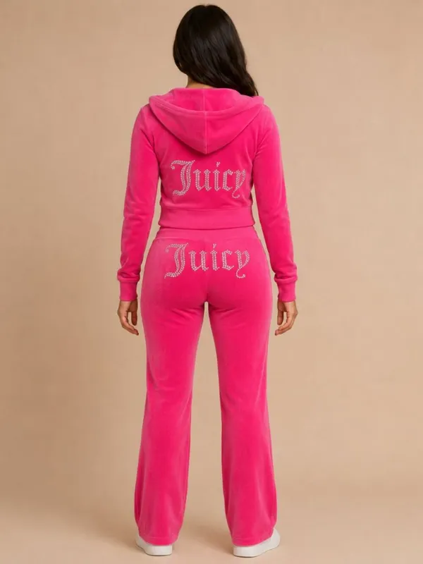 Juicy Couture Pink Velour Tracksuit OG Rhinestone Logo Women’s L NWT - Image 4
