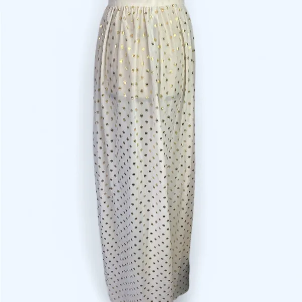 Lulus White Gold Polka Dot Cover Up Maxi Skirt Size S NWT - Image 4