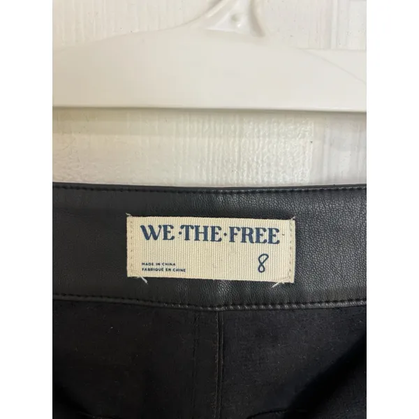 Free People We The Free Black Uptown High Rise Faux Leather Flare Pants 8 - Image 4