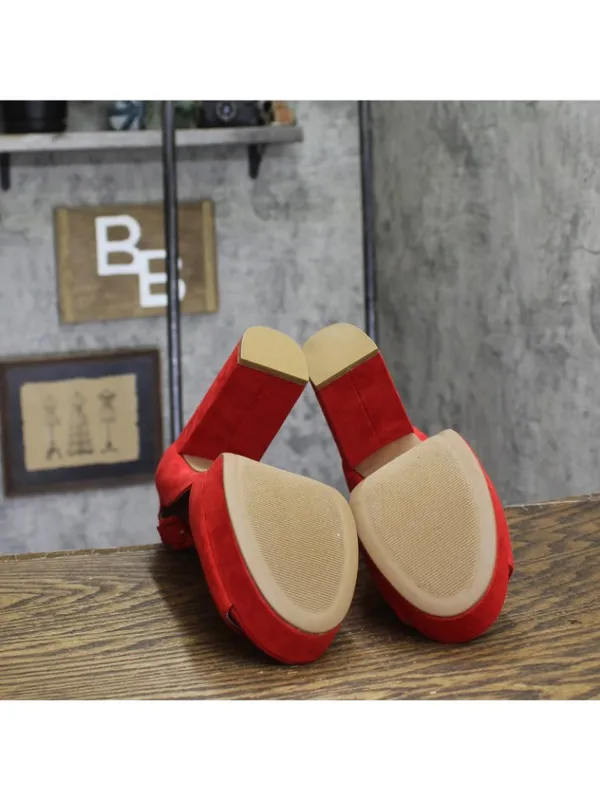 NWT Sun + Stone Reemaa Block-Heel Platform Open-Toe Sandals 10018613300 Red 9W - Image 6