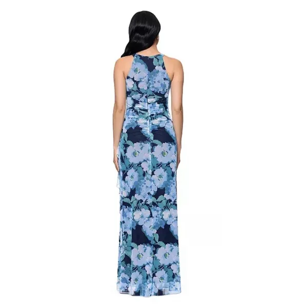 Betsy & Adam‎ Women's Size 12 Blue Floral Mesh Gown NWT Zip Back Halter Neck - Image 3