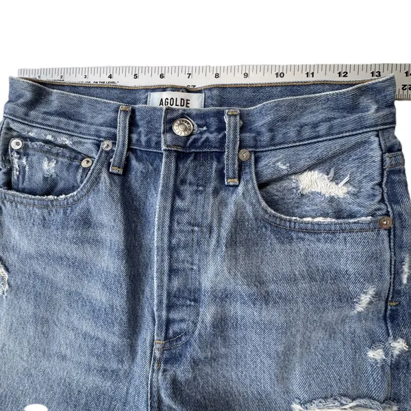 AGOLDE‎ 90s Jean Womens 23 High Rise Straight Leg Distressed Blue Denim Grunge - Image 10