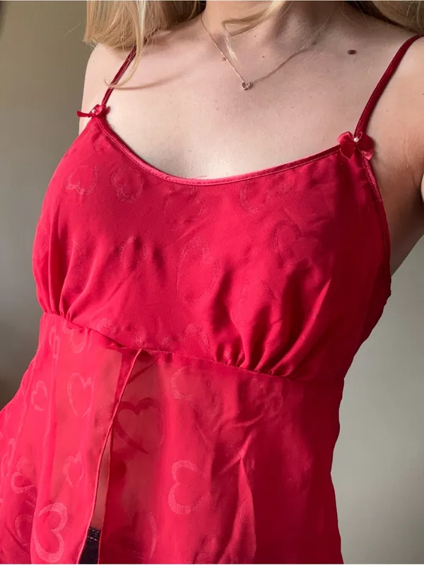Gilligan & O'Malley Red Sheer Lingerie Top - Image 8