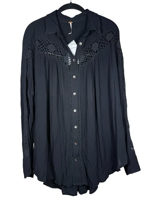 Free People Katie Bird Buttondown Boho Top - Image 5