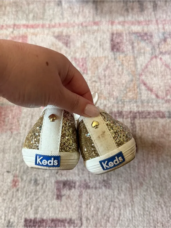 Keds x Kate Spade Gold Glitter Ribbon Lace-Up Sneakers - Image 2