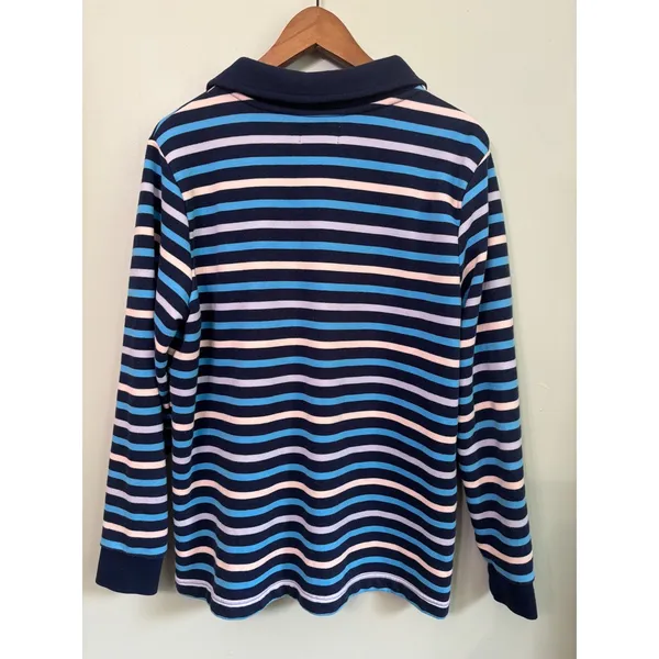 Lands End Serious Sweats Striped Quarter Zip Pullover Blue Multi XL 18 - Image 7