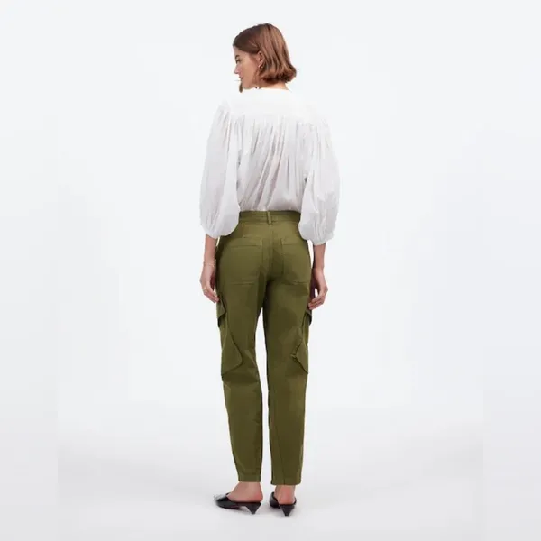 Madewell Seamed Barrel-Leg Utility Pant Garment-Dyed Twill Green NWT Size 2 Tall - Image 11