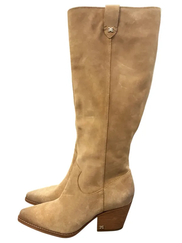 Sam Edelman Woods Knee High Boots Tan Suede Leather Western Boots Size 9 EU 40 - Image 8
