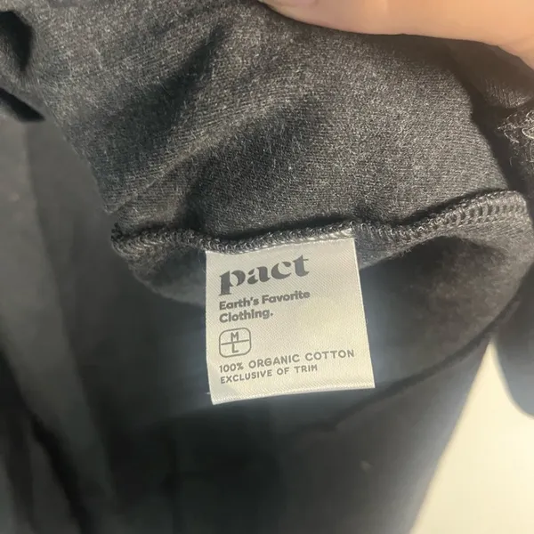 Pact 100% Organic Cotton Grey Open Front Cardigan Minimalist Large Pockets M/L - Image 3
