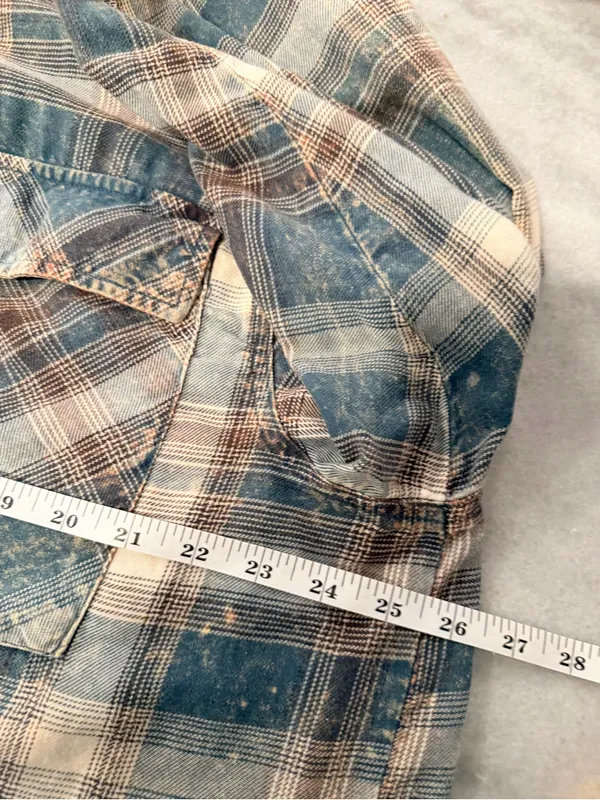 Arizona Jean Co Size L Plaid Acid Wash Flannel Shirt Oversized Grunge Shacket - Image 8