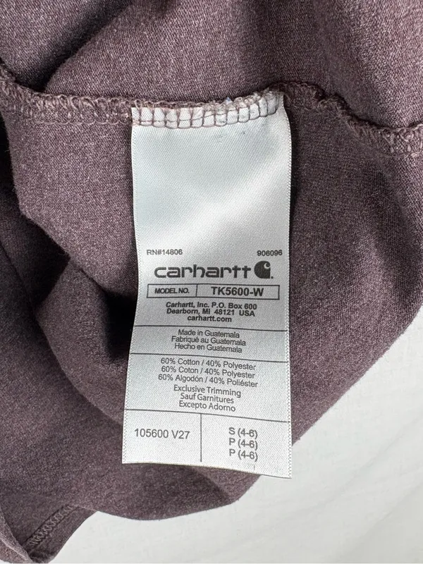 Carhartt Women's Loose Fit Heavyweight Maroon Logo T-Shirt Size S - Image 5