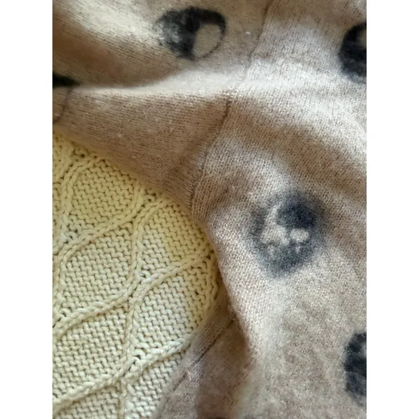 Skull Cashmere 100% Cashmere Skull Print Sweater | Women's Small | Taupe/Blush - Image 6