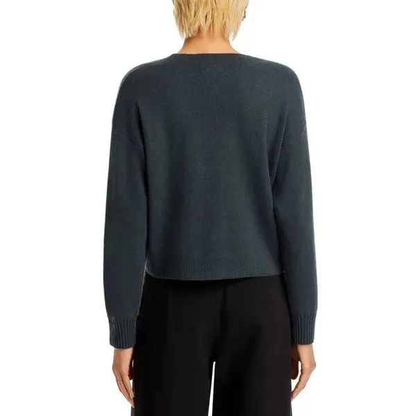 Aqua cashmere dark gray v-neck cardigan sweater long sleeve women's size large‎ - Image 3